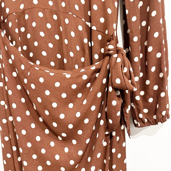 Reformation Reza Wrap Effect Polka Dot Crepe Midi Dress Size 10 - Picture 12 of 14